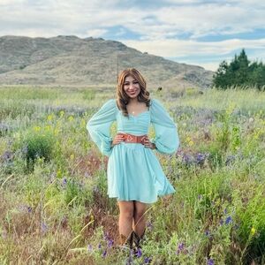 Light Blue Dress with Belt